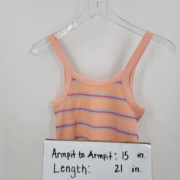 Billabong The Baby Tank Size Large Ribbed Fitted Striped Peach Pink Blue NEW - Picture 13 of 13